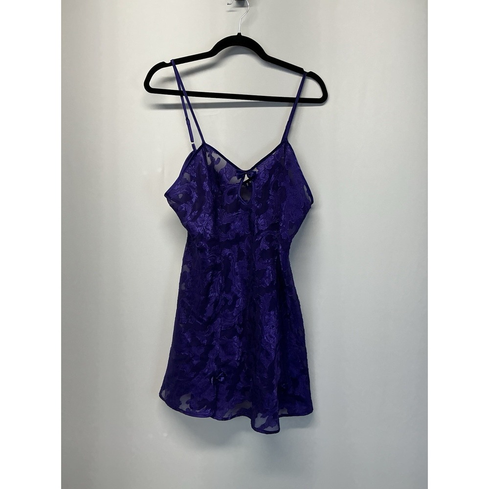 Fredrick's Of Hollywood Slip Women's Sz: 1X‎ Purple Lace Nightgown Y2K